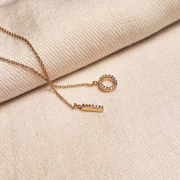 ✿3for$21✿ Gold Plated Crystal Y Necklace by Aldo - Picture 2 of 4